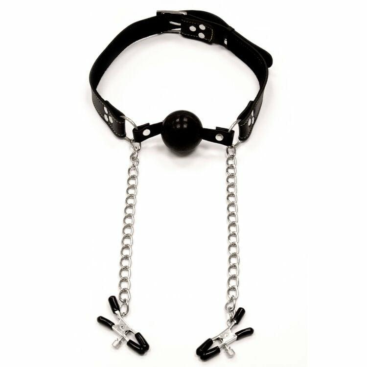 Clamps & Suckers | Fetish Fantasy Extreme Deluxe Ball Gag And Nipple Clamps Bondage Gags Bondage Gags