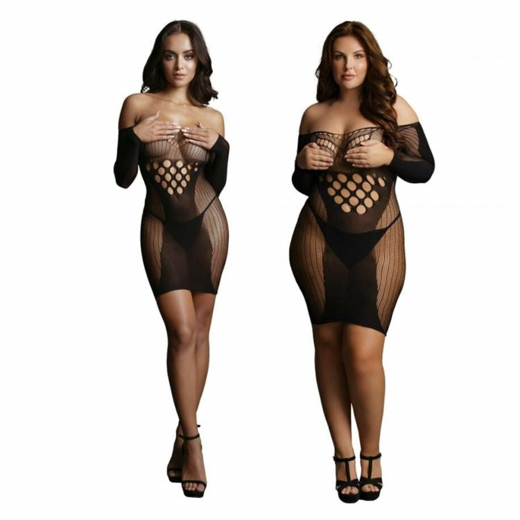 Sexy Lingerie | Le Desir Contrast Net Long Sleeved Mini Dress Fetish Wear & Lingerie Sexy Lingerie