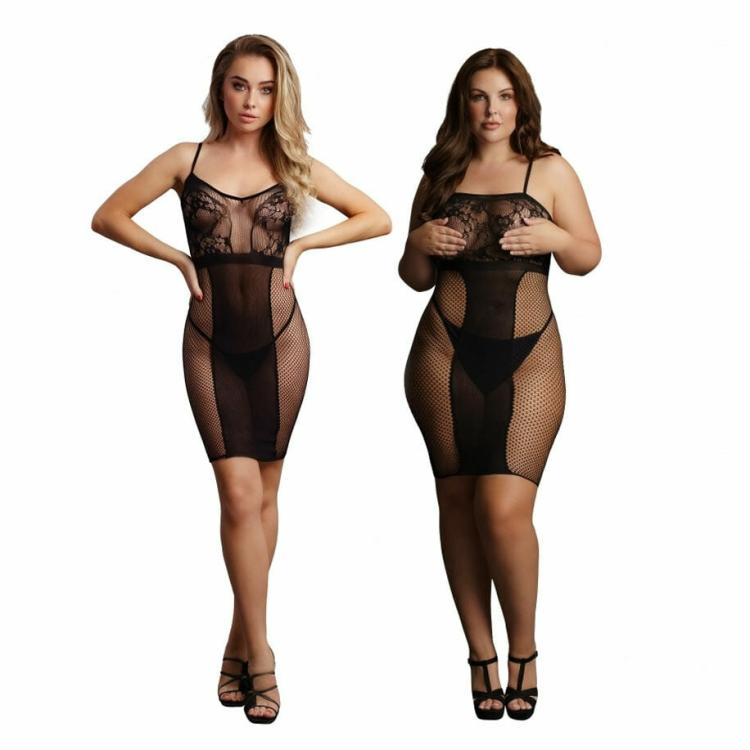 Women’s Fetish Wear | Le Desir Knee-Length Lace And Fishnet Dress Fetish Wear & Lingerie Sexy Lingerie